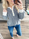 It's My Party Sweater Knit Top in Navy