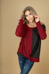 On Your Mind Color Block Twist Top in Black and Burgundy