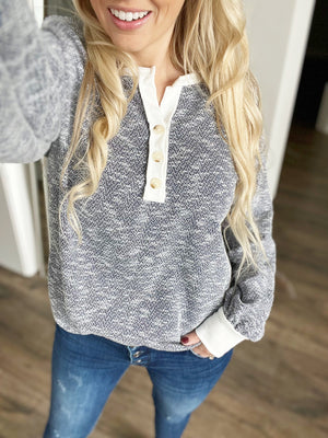 It's My Party Sweater Knit Top in Navy