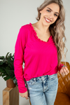 Let It Burn Long Sleeve Top in Fuchsia (SALE)