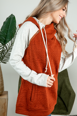 Meet Me Here Double Hoodie in Rust (SALE)