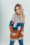 All Tonight Floral Hoodie in Navy and Rust (SALE)