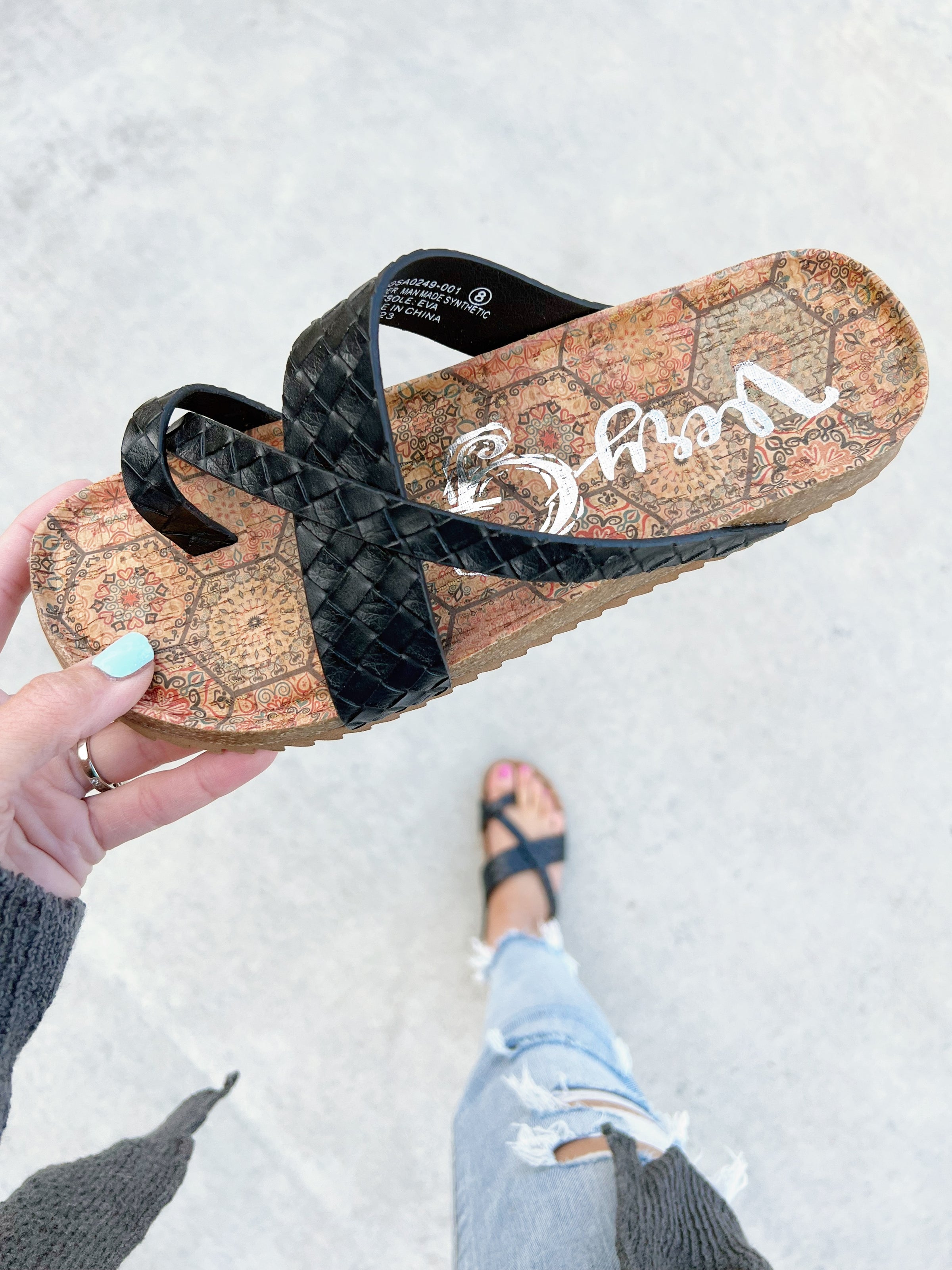 Very G Good To Be Me Sandals in Black Ivory Gem