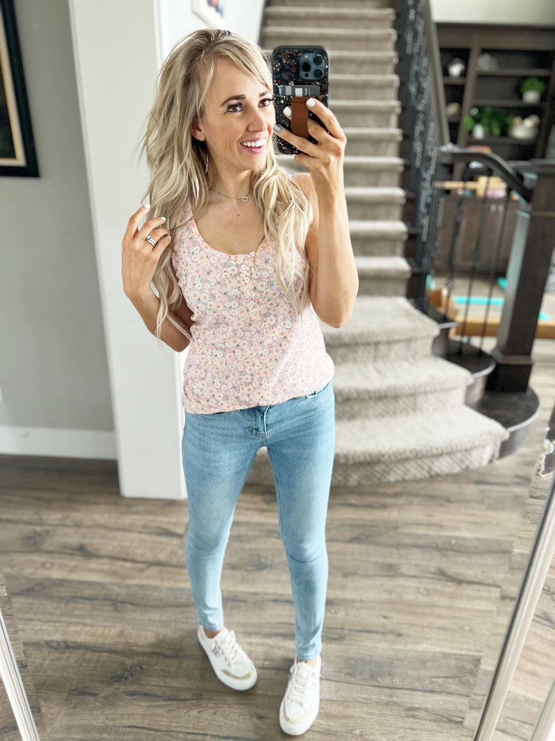 One Last Time Floral Tank Top in Candy Pink