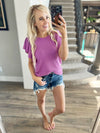 Are You Ready For It Ruffled Cap Sleeve Top in Purple