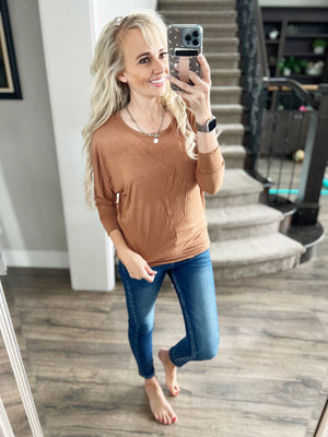 Finer Things 3/4 Sleeve Top With Side Scrunching (Multiple Colors) (SALE)