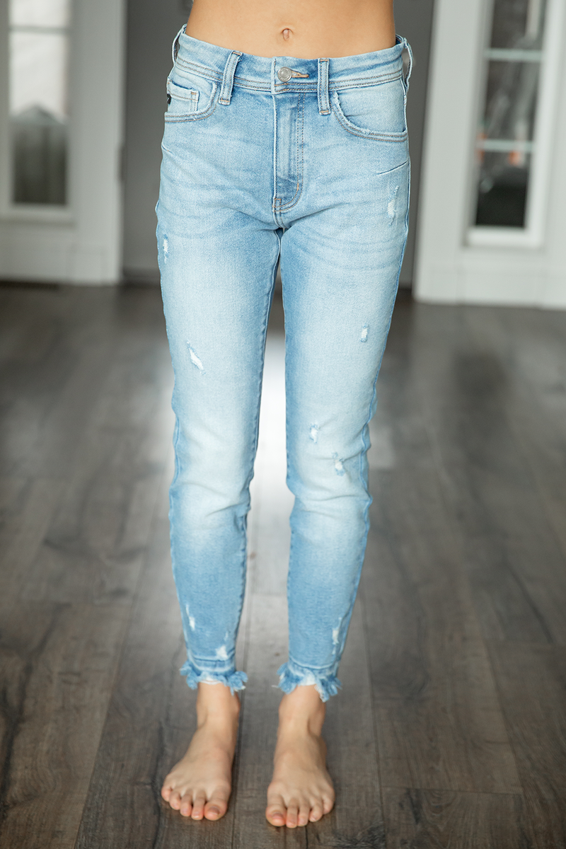 KanCan Hear It Distressed Light Wash Jeans (SALE)