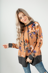 Easy to Miss You Floral Hooded Top in Light Pumpkin (SALE)