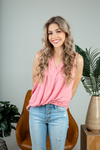 Teaching Me Striped V-Neck Tank in Coral
