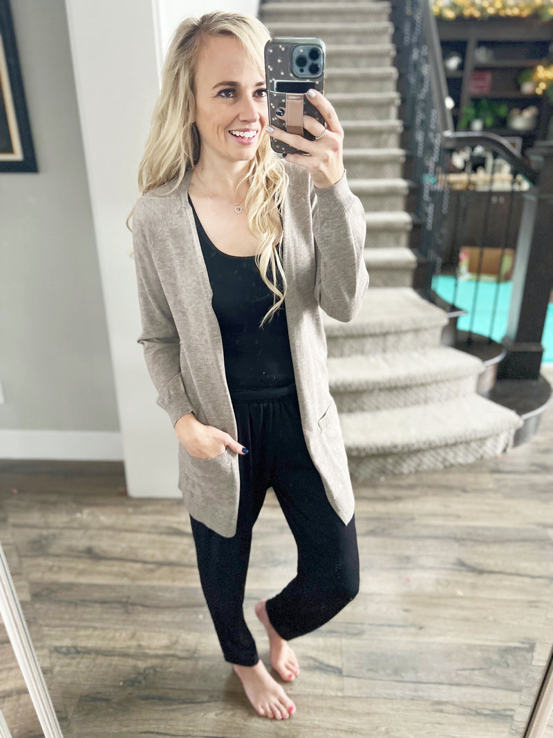 Leading Lady Cardigan in Heather Taupe
