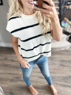 More or Less Striped Sleeveless Sweater