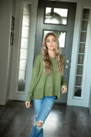 Walking Around Hooded Sweater in Olive (SALE)