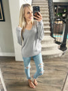 Hold Together Knit Pullover Sweater in Heather Gray