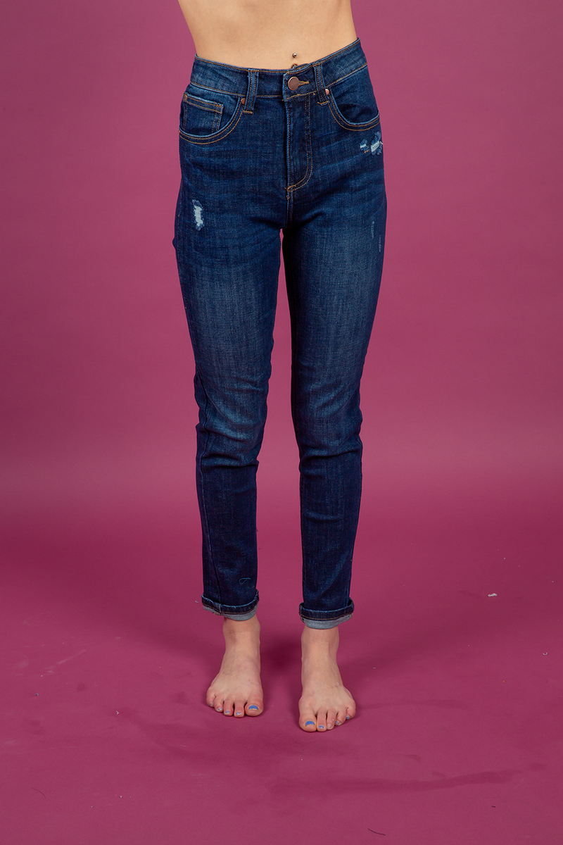 Risen Look at Everyone Dark Wash Skinny Jeans
