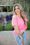 What Did You Learn V-Neck Tee (Neon Colors)