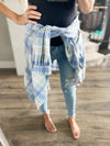 Already Gone Plaid Top in Baby Blue (SALE)