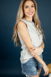 Like It or Not Striped Henley Tank Top in Gray