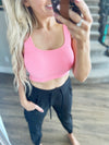 Miracle Ribbed Square Neck Padded Cropped Tank (Multiple Colors)