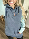 Wanakome Christine Quarter Zip Pullover in Blue and Navy