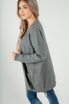 On For Tonight Patterned Knit Cardigan in Grey