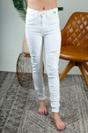 Judy Blue Say it Enough Distressed White Skinny Jeans