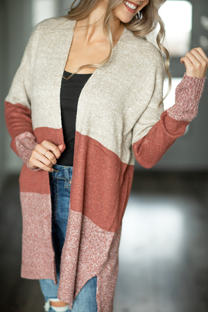 The Way You Are Knit Color Block Cardigan