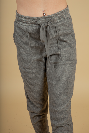 Around My Waist Ribbed Joggers in Heather Mocha