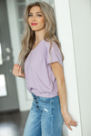 Follow Me Ribbed Top in Dusty Lilac
