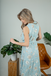 All Done Floral Maxi Dress in Gray Blue