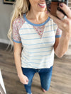 Good Advice Floral Baseball Tee in Blue
