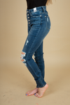 Judy Blue Bring It Back Dark Wash Distressed Skinny Jeans