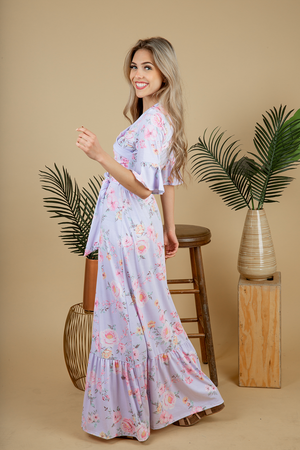 Fall on My Knees Floral Maxi Dress in Lavender