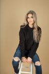 Where it Is Mock Neck Sweater in Black (SALE)
