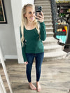 Always Remember Me Ribbed Scoop Neck Long Sleeve in Hunter Green