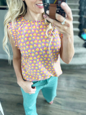 Take A Message Floral Top Top in Pink