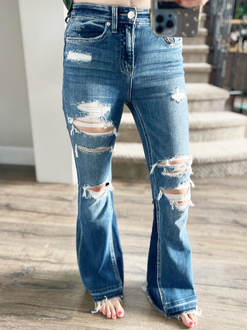 Zenana Pick Me Up Dark Wash Flare Jeans