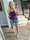 Want Me To Stay Ribbed Tank Top in Plum (SALE)