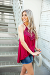 My Confidence Crochet Halter Tank Top in Burgundy (SALE)