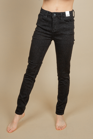 Judy Blue Gave it To You Animal Print Jeans in Black (SALE)
