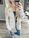 To The Moon and Back Cardigan in Taupe and Ivory