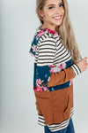 All Tonight Floral Hoodie in Navy and Rust (SALE)