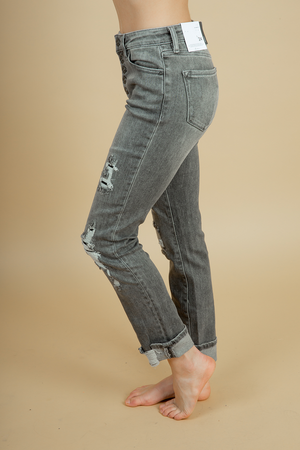 KanCan Coming Around Gray Distressed Straight Jeans (SALE)