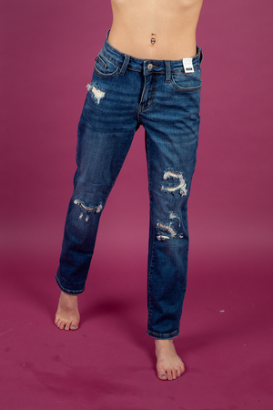 Judy Blue Time To Go Thermal Patched Dark Wash Jeans (SALE)
