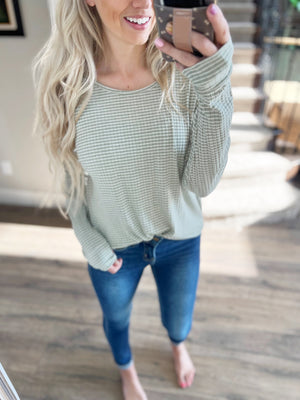 Keep Going Striped Top in Sage