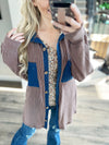 Made For This Ribbed Shacket in Chocolate and Navy