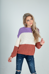 Could Ever Know Color Block Sweater in Lavender and Rust (SALE)