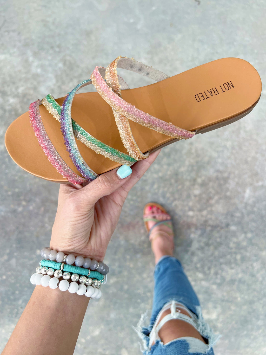 Not Rated Sequin Sandals in Pastels