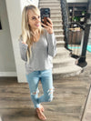 Hold Together Knit Pullover Sweater in Heather Gray