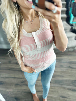 Thread & Supply Mia Striped Tank in Oatmeal and Pink