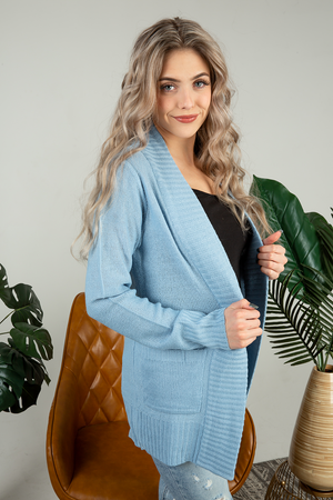 Play That Song Knit Cardigan in Baby Blue